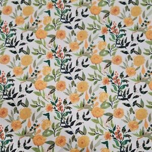 NWOT Yellow Floral Cotton Fabric By The Yard